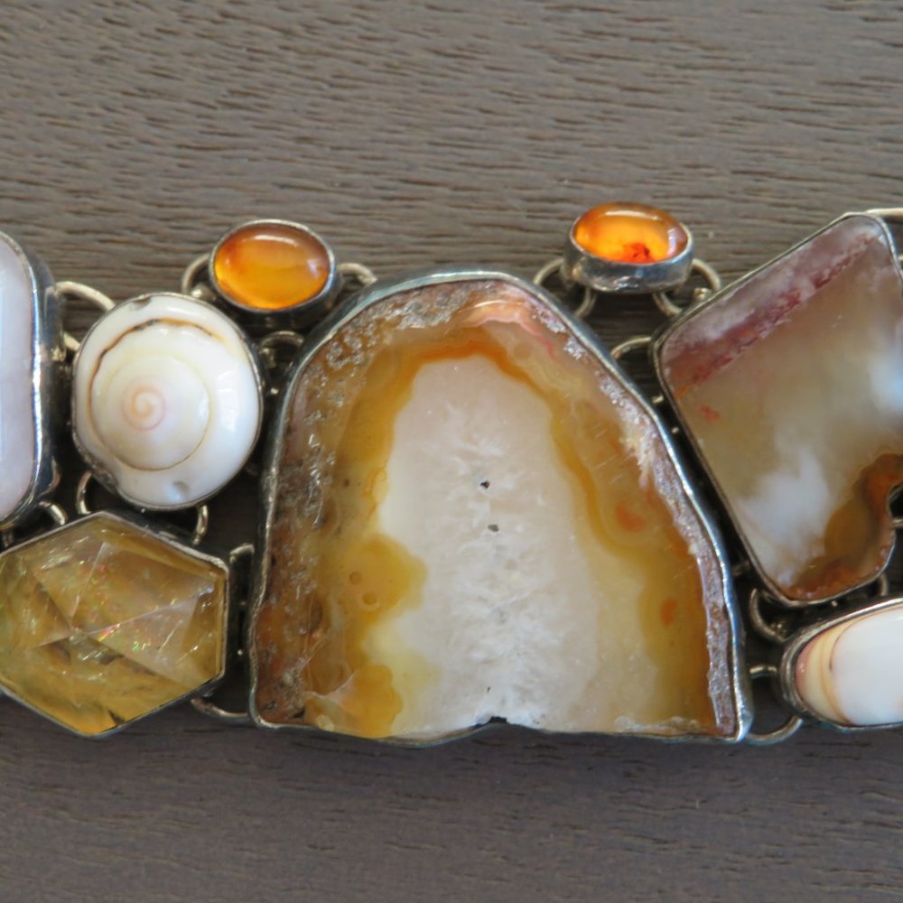 Silver Multi Stone Statement Bracelet - image 6